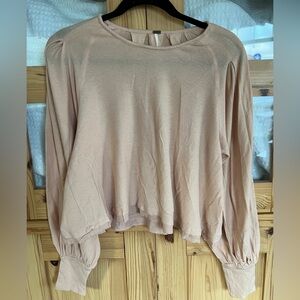 Free People Blush Pink Balloon Sleeve Blouse